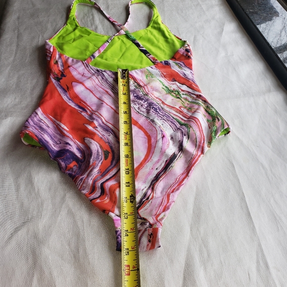 ACNE STUDIOS Witala Face Marble Print One-Piece Swimsuit Sz S - Picture 9 of 14